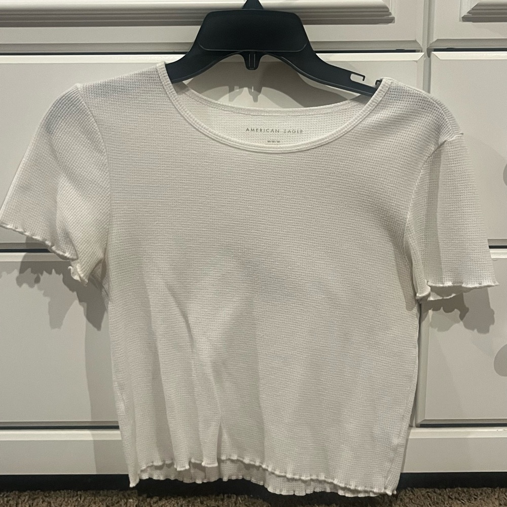 American Eagle Outfitters Cream Short Sleeve Top